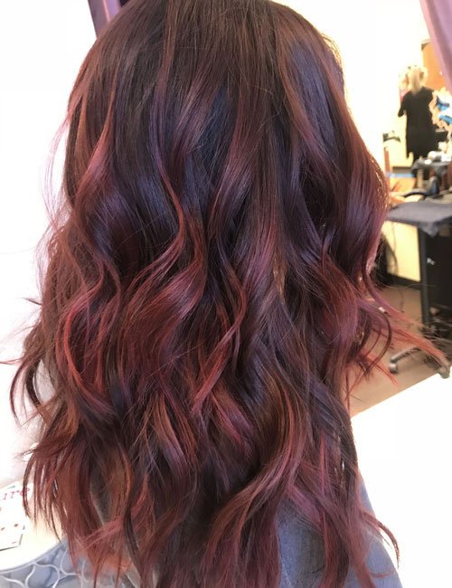 Dark Brown Hair with Red Highlights