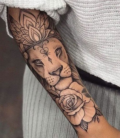Lion Forearm Tattoos Women
