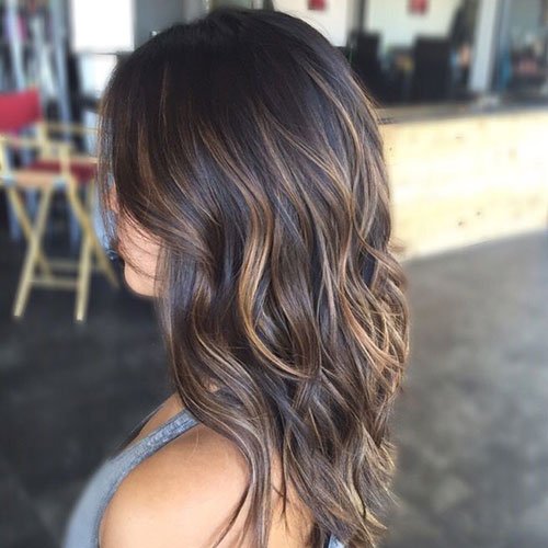 Medium Brown Hair Color with Highlights