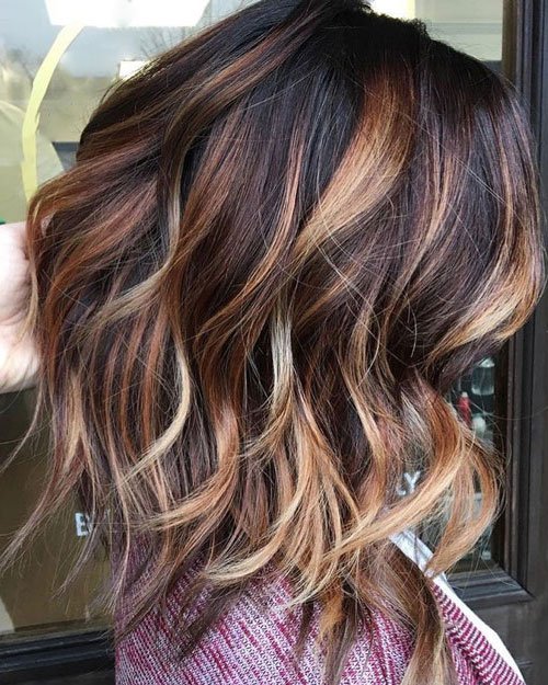 Rich Brown Hair with Blonde and Caramel Highlights