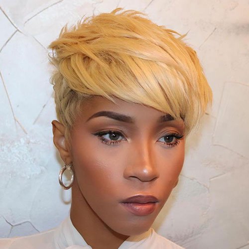 Side-Swept Pixie Haircut For Black Women